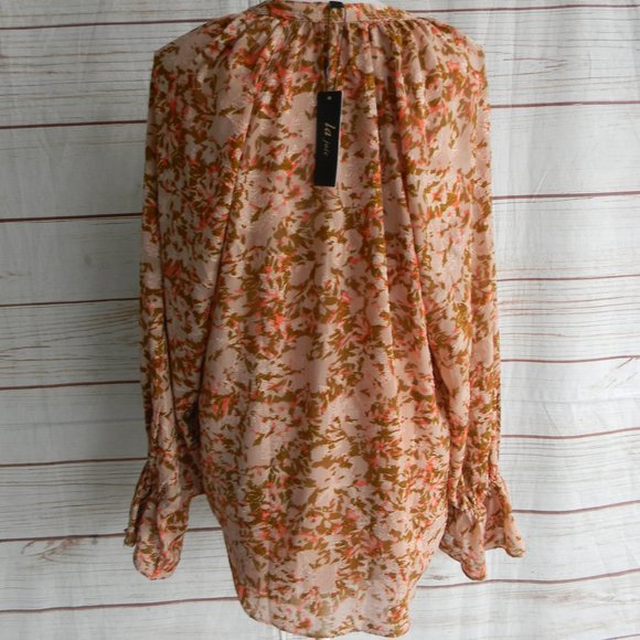 NWT  La Joie Essential Raglan-Sleeve Blouse BOHO POET FAWN ABSTRACT FLORAL SZ XL - Picture 4 of 6